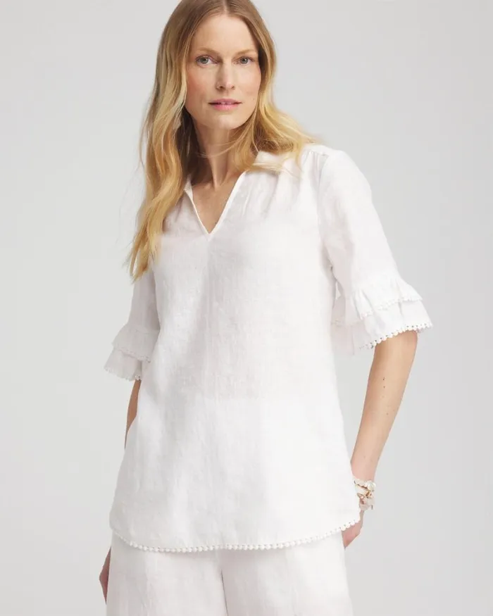 Chico039s Blouses and Shirts Linen Ruffle Sleeve Blouse Alabaster 8211 Clothing Chico039s Blouses and Shirts Linen Ruffle Sleeve Blouse Alabaster 8211 Clothing
