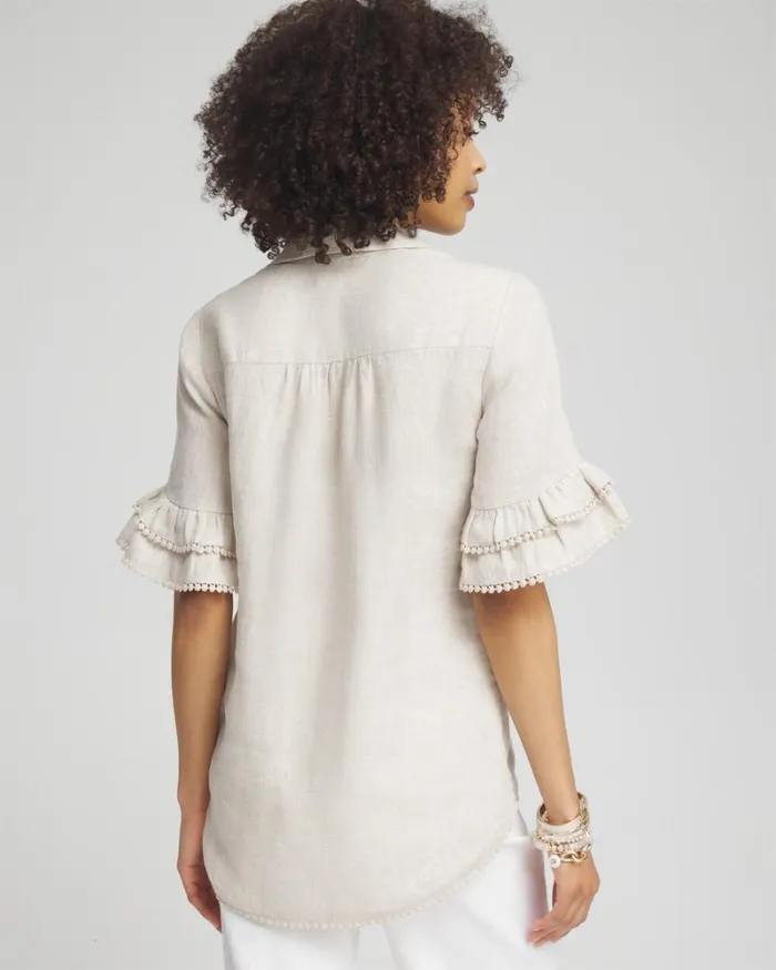 Chico039s Blouses and Shirts Linen Ruffle Sleeve Blouse Alabaster 8211 Clothing Chico039s Blouses and Shirts Linen Ruffle Sleeve Blouse Alabaster 8211 Clothing