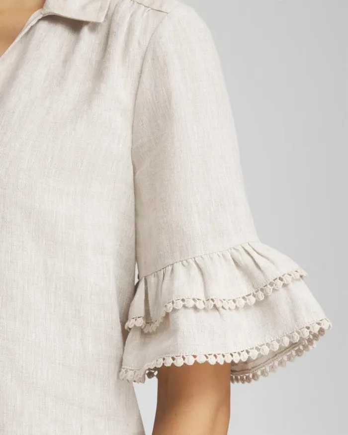 Chico039s Blouses and Shirts Linen Ruffle Sleeve Blouse Alabaster 8211 Clothing Chico039s Blouses and Shirts Linen Ruffle Sleeve Blouse Alabaster 8211 Clothing