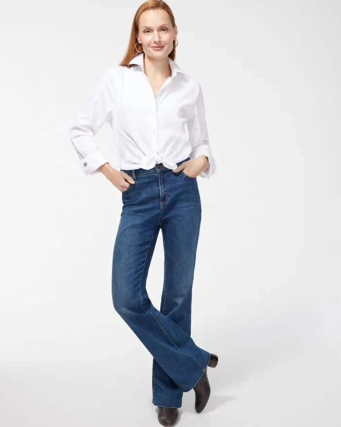 Chico039s Blouses and Shirts NoIron Stretch Shirt Optic White 8211 Clothing