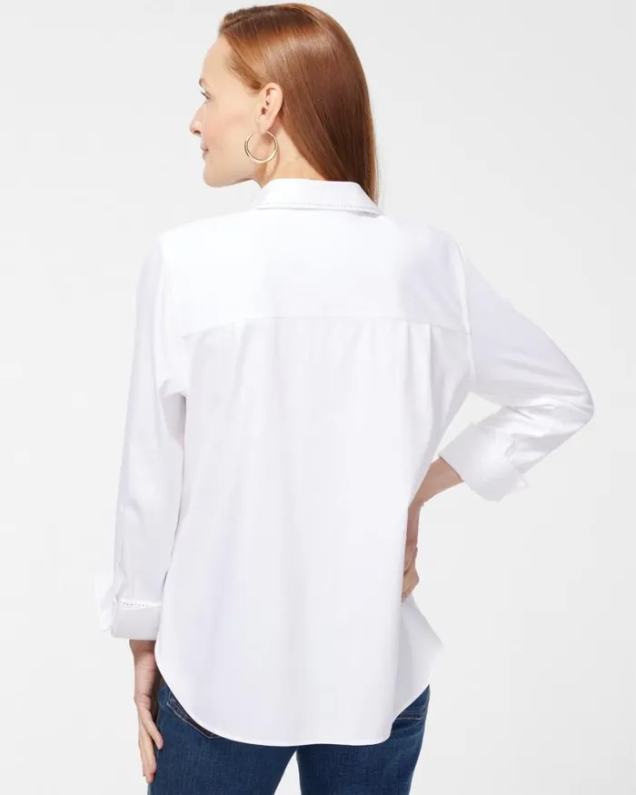 Chico039s Blouses and Shirts NoIron Stretch Shirt Optic White 8211 Clothing