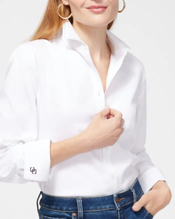 Chico039s Blouses and Shirts NoIron Stretch Shirt Optic White 8211 Clothing