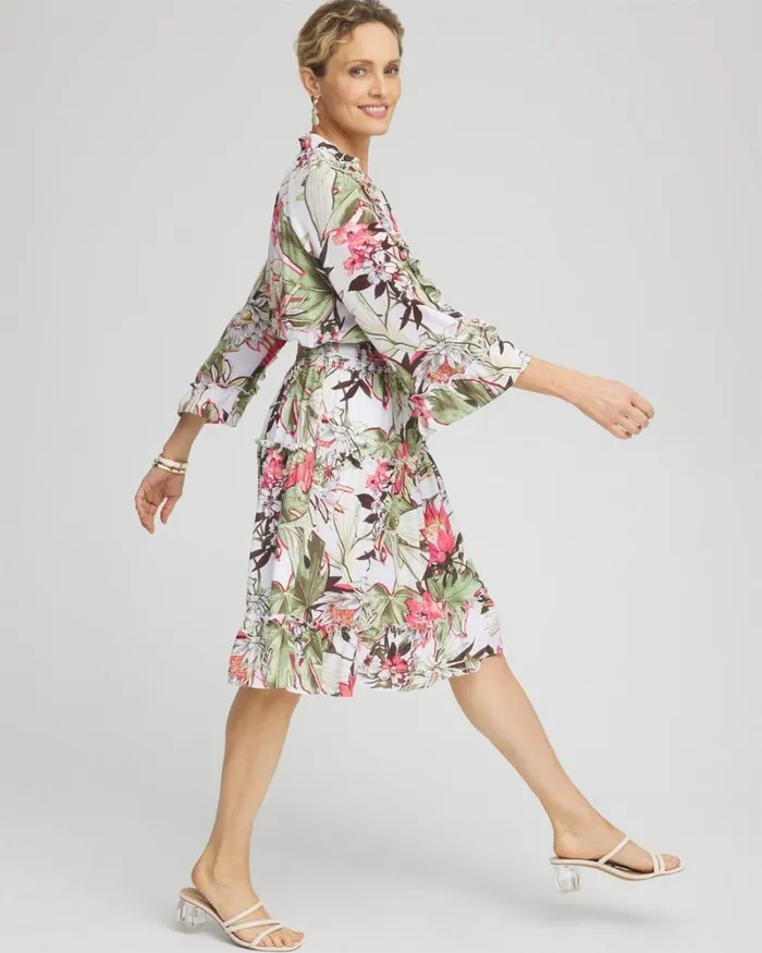 Chico039s Dresses Ruffle Bell Sleeve Dress Alabaster 8211 Clothing