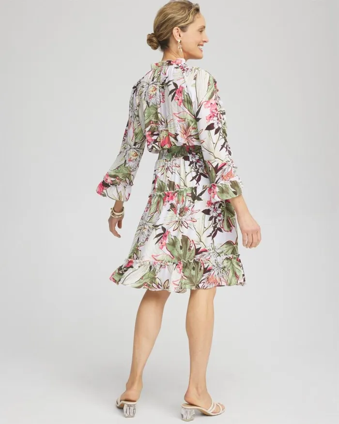 Chico039s Dresses Ruffle Bell Sleeve Dress Alabaster 8211 Clothing