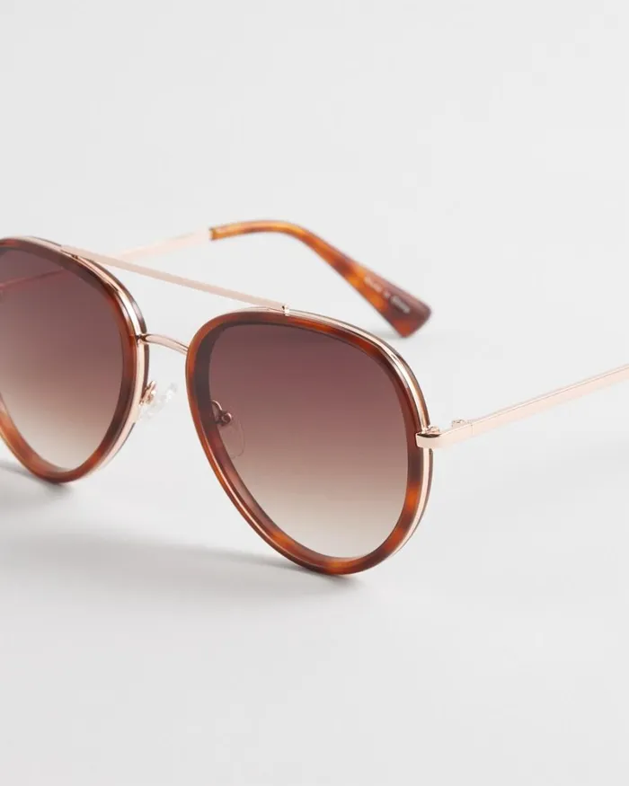 Chico039s Eyewear Aviator Sunglasses Brown 8211 Shoes and Accessories