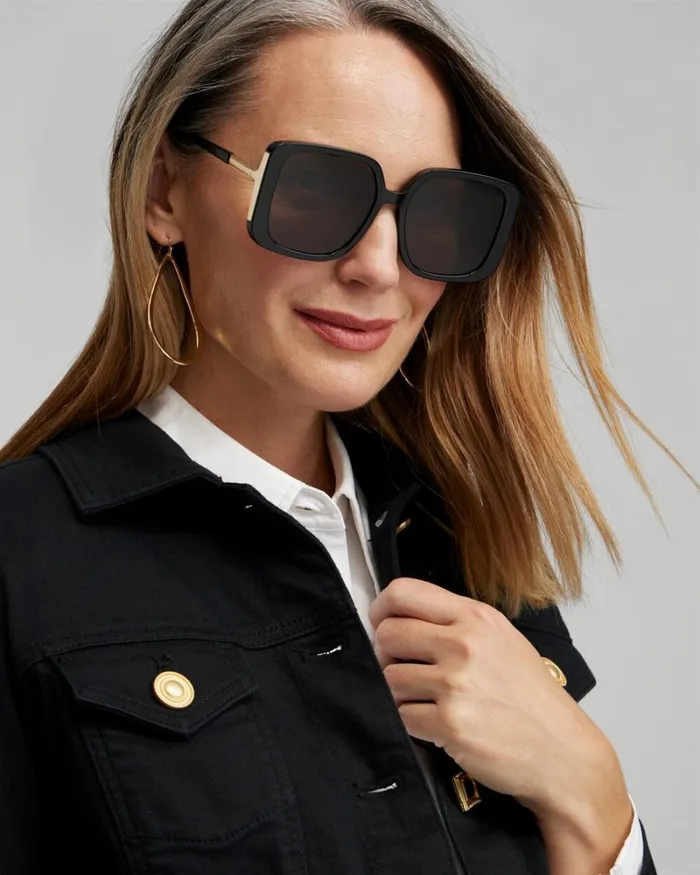 Chico039s Eyewear Black Square Sunglasses Black 8211 Shoes and Accessories