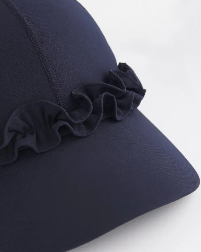 Chico039s Hats Neema UPF Ruffle Baseball Cap Classic Navy 8211 Shoes and Accessories