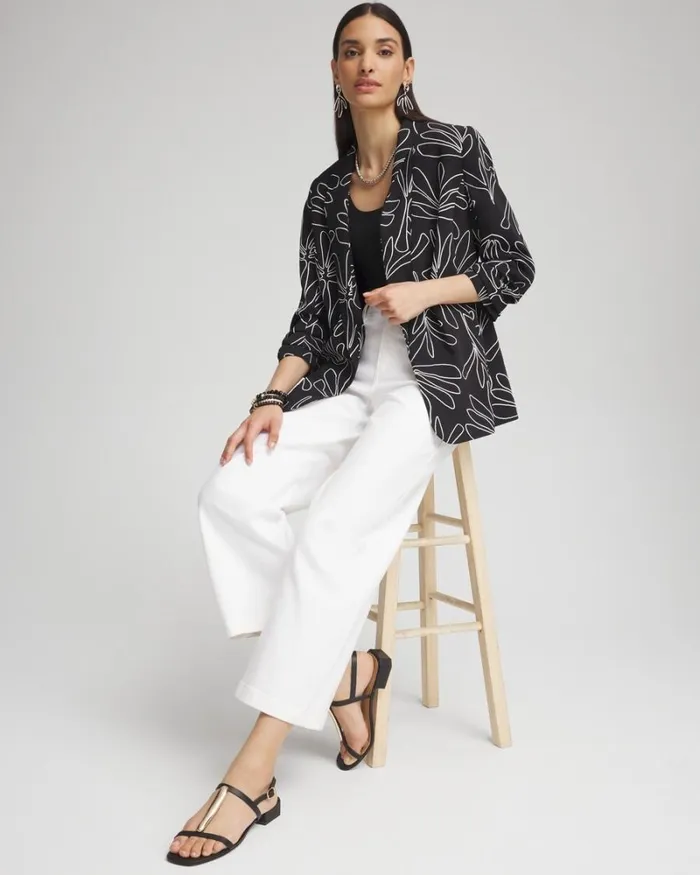 Chico039s Jackets and Coats Palms Ruched Sleeve Soft Jacket Black 8211 Clothing