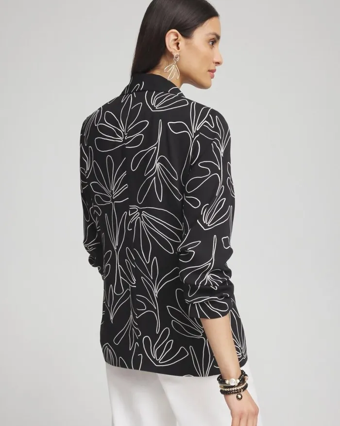 Chico039s Jackets and Coats Palms Ruched Sleeve Soft Jacket Black 8211 Clothing