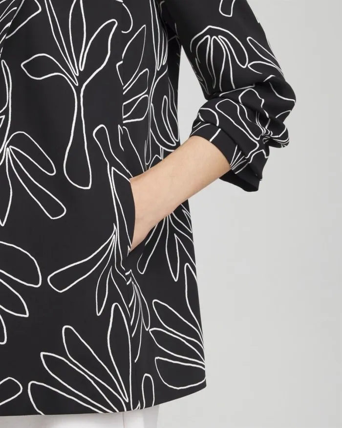 Chico039s Jackets and Coats Palms Ruched Sleeve Soft Jacket Black 8211 Clothing