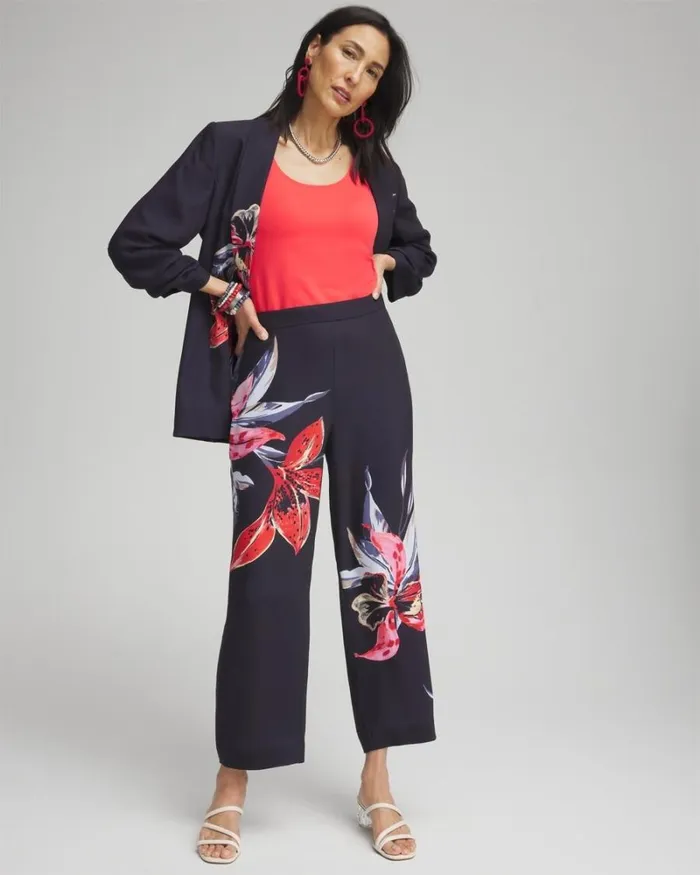 Chico039s Matching Sets Floral Print Soft Cropped Pants Classic Navy 8211 Clothing Chico039s Matching Sets Floral Print Soft Cropped Pants Classic Navy 8211 Clothing