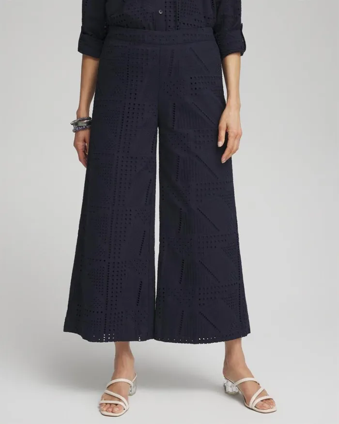 Chico039s Matching Sets Geo Eyelet Soft Cropped Pants Classic Navy 8211 Clothing Chico039s Matching Sets Geo Eyelet Soft Cropped Pants Classic Navy 8211 Clothing