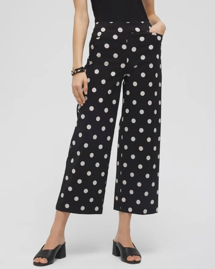 Chico039s Pants Brigitte Polka Dot Wide Leg Pants Black 8211 Clothing