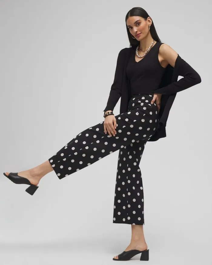Chico039s Pants Brigitte Polka Dot Wide Leg Pants Black 8211 Clothing