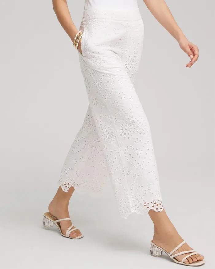 Chico039s Pants Eyelet Lace Cropped Pants Alabaster 8211 Clothing