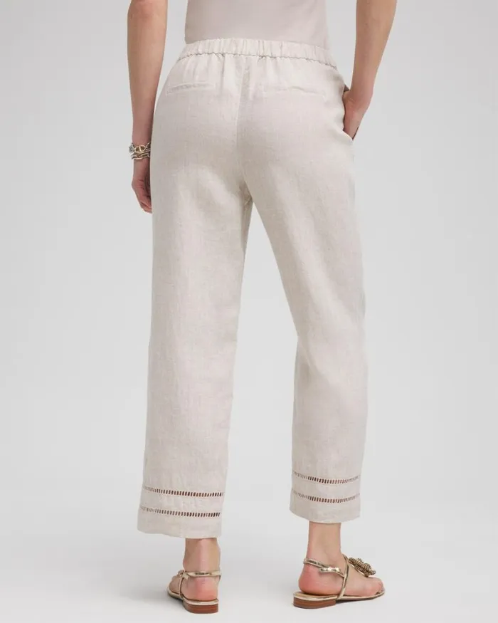 Chico039s Pants Linen Ladder Trim Cropped Pants Oatmeal 8211 Clothing