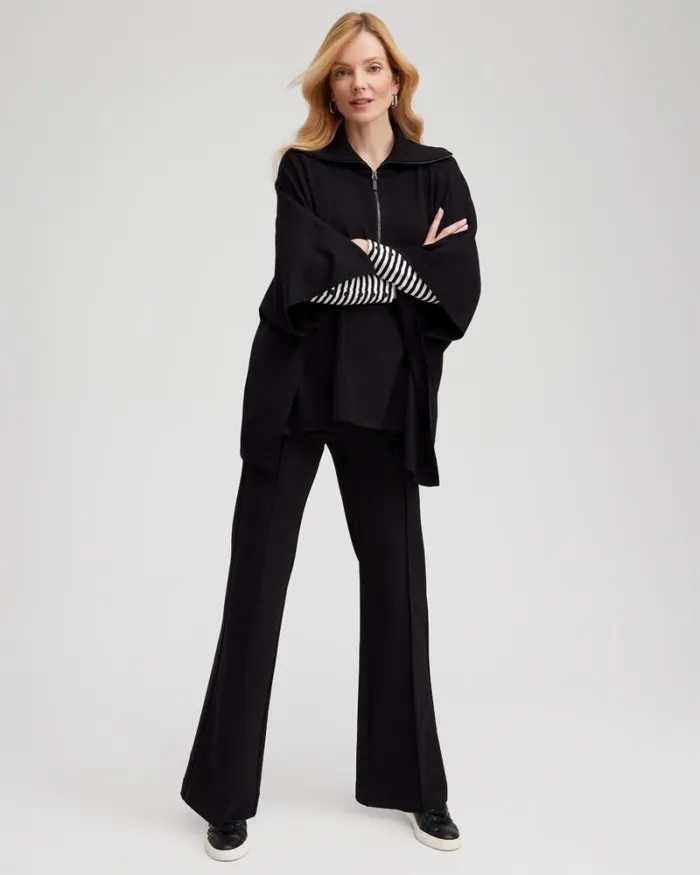 Chico039s Pants Ponte Pintuck Wide Leg Pants Black 8211 Clothing