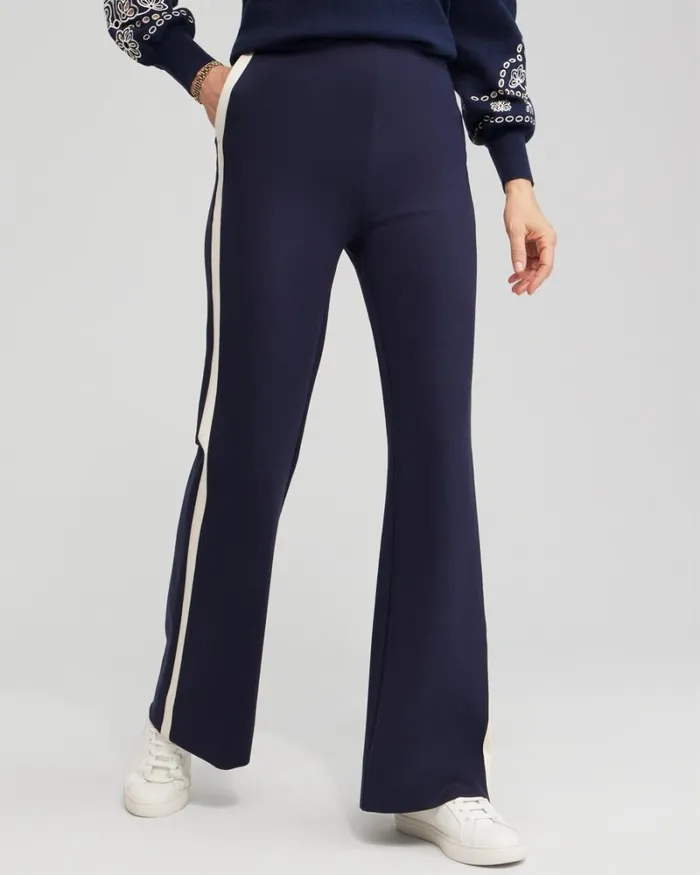 Chico039s Pants Ponte Side Stripe Flare Pants Aircarbon 8211 Clothing