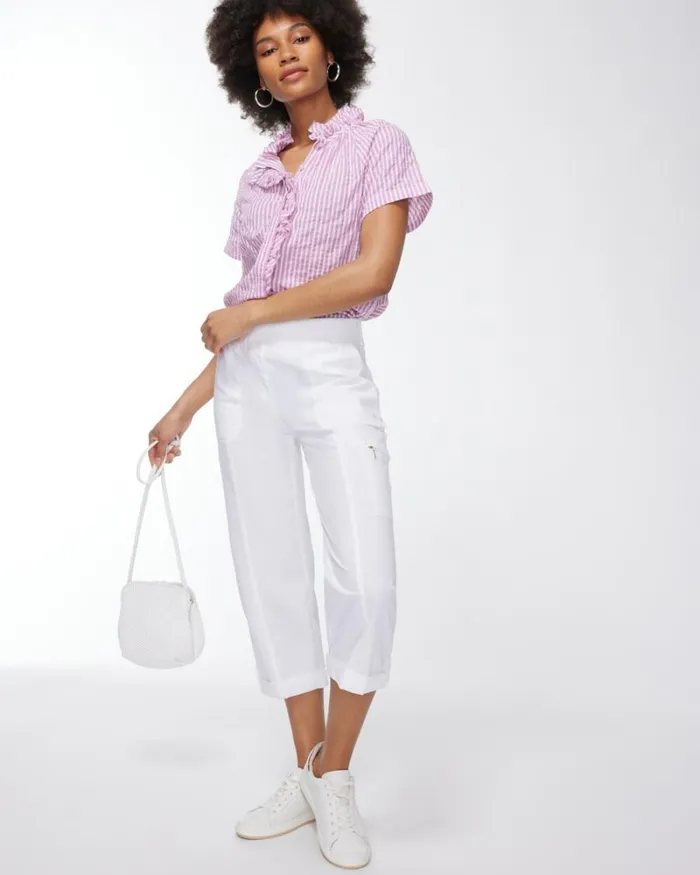 Chico039s Pants Poplin Cropped Pants Alabaster 8211 Clothing