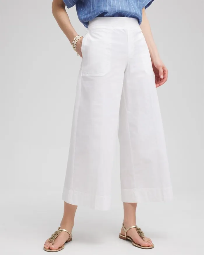 Chico039s Pants Poplin Culotte Pants Alabaster 8211 Clothing