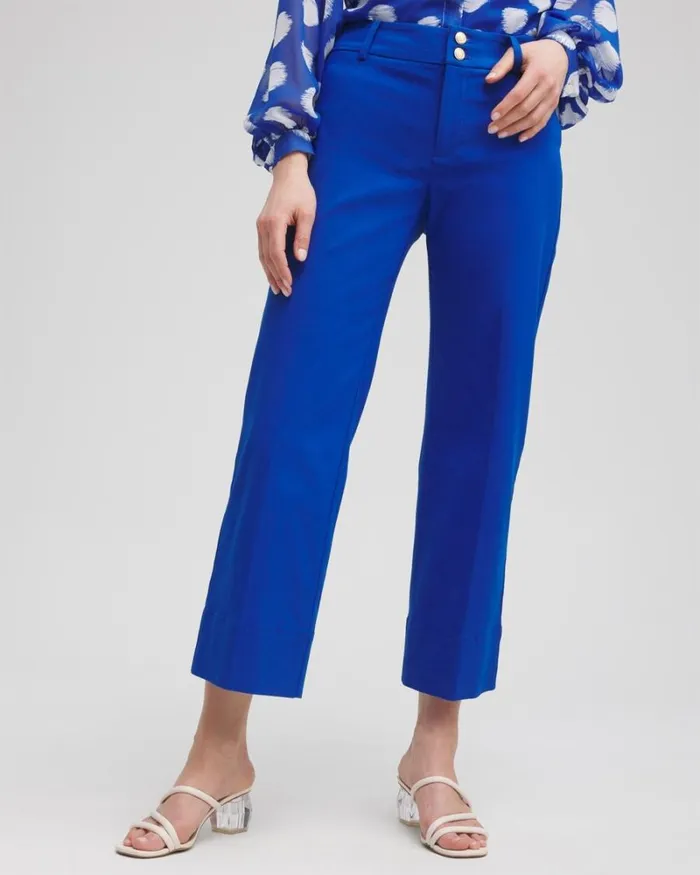Chico039s Pants Trapunto Wide Leg Cropped Pants Intense Azure 8211 Clothing