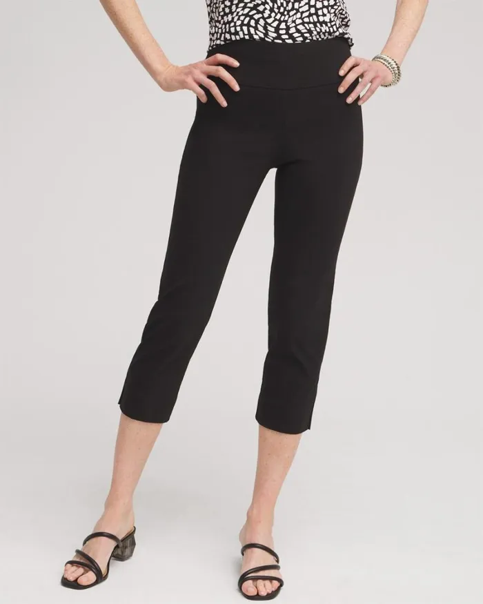 Chico039s Pants Wide Waistband Vented Pullon Capris Black 8211 Clothing