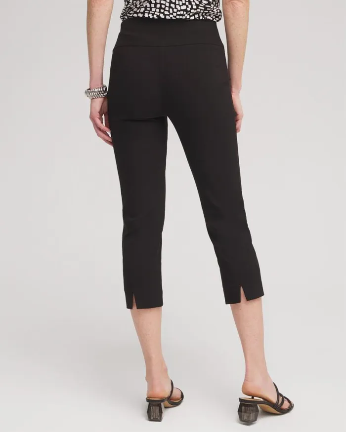 Chico039s Pants Wide Waistband Vented Pullon Capris Black 8211 Clothing