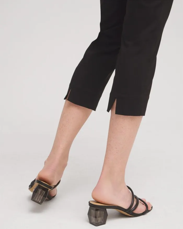 Chico039s Pants Wide Waistband Vented Pullon Capris Black 8211 Clothing