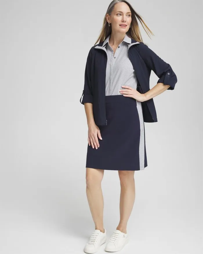 Chico039s Pants Zenergy UPF Neema Side Stripe Skort Classic Navy 8211 Clothing