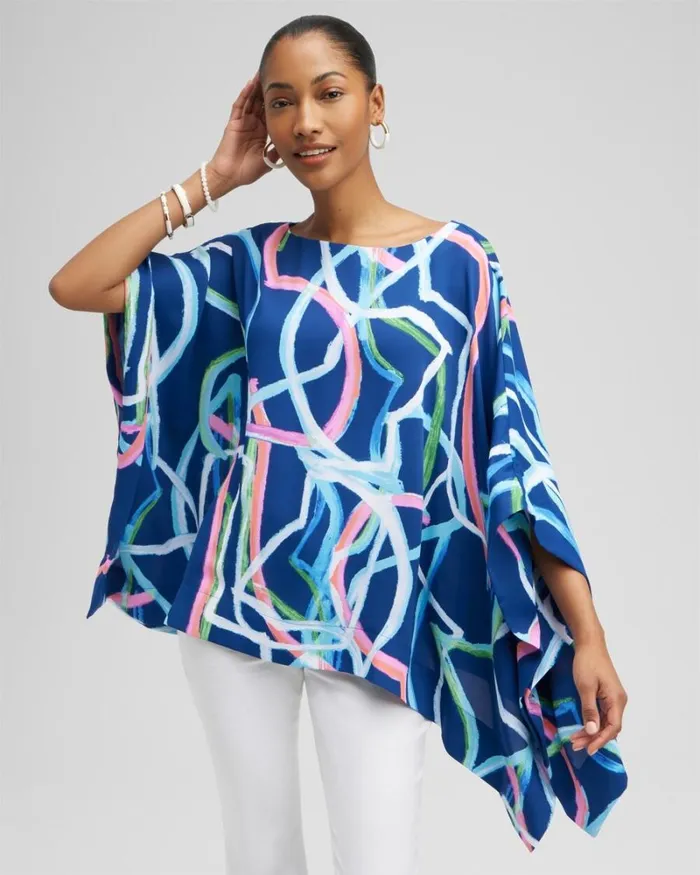 Chico039s Ponchos and Ruanas Abstract Lines Poncho Classic Navy 8211 Shoes and Accessories Chico039s Ponchos and Ruanas Abstract Lines Poncho Classic Navy 8211 Shoes and Accessories