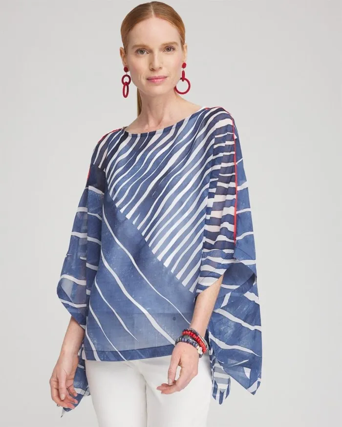 Chico039s Ponchos and Ruanas Chiffon Abstract Lines Poncho Classic Navy 8211 Shoes and Accessories Chico039s Ponchos and Ruanas Chiffon Abstract Lines Poncho Classic Navy 8211 Shoes and Accessories