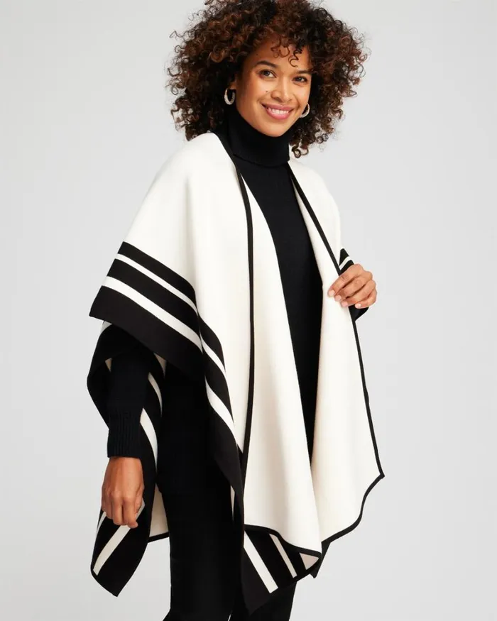 Chico039s Ponchos and Ruanas Red Stripe Border Ruana Black 8211 Shoes and Accessories Chico039s Ponchos and Ruanas Red Stripe Border Ruana Black 8211 Shoes and Accessories