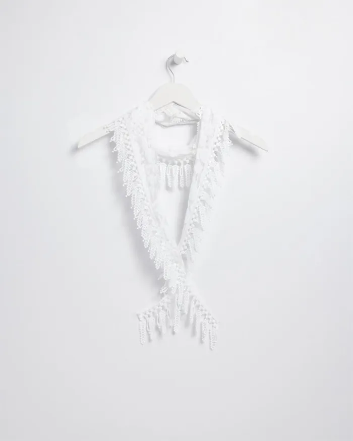 Chico039s Scarves Lace Fringe Scarf Alabaster 8211 Shoes and Accessories