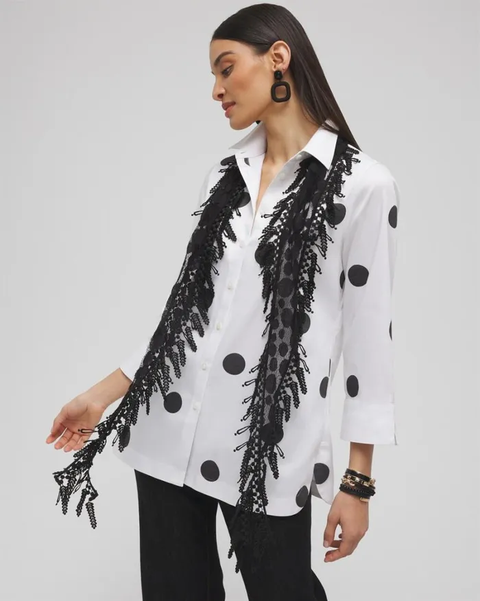 Chico039s Scarves Lace Fringe Scarf Alabaster 8211 Shoes and Accessories