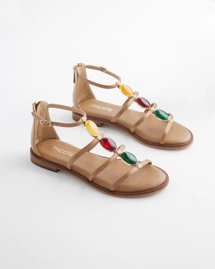 Chico039s Shoes Tan Embellished Sandals Tan 8211 Shoes and Accessories