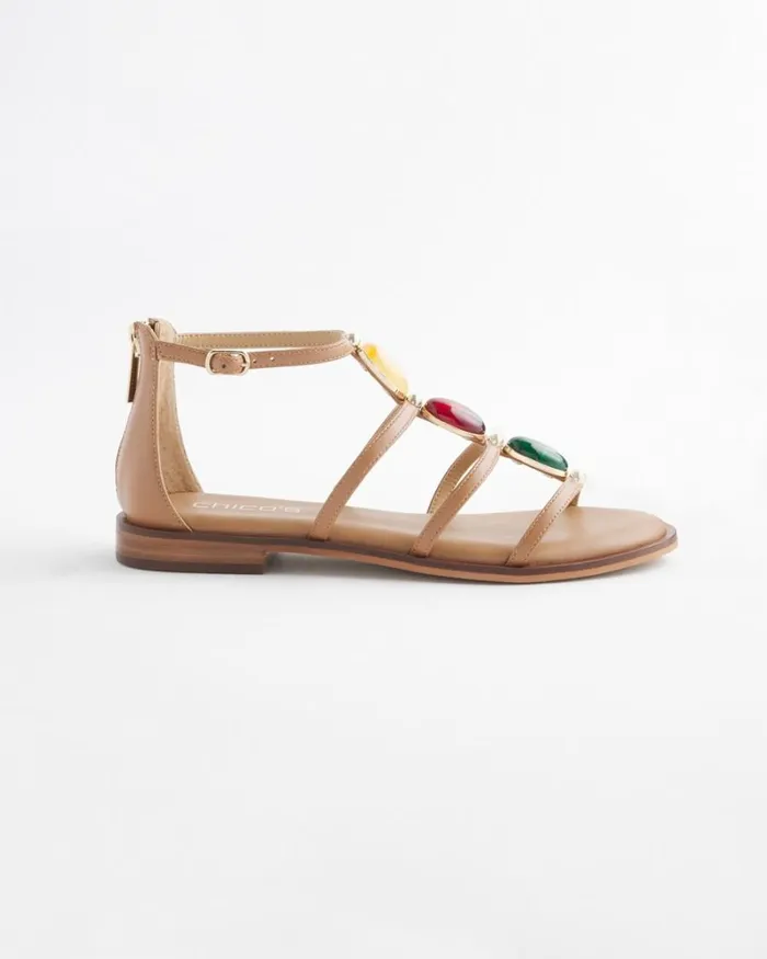 Chico039s Shoes Tan Embellished Sandals Tan 8211 Shoes and Accessories