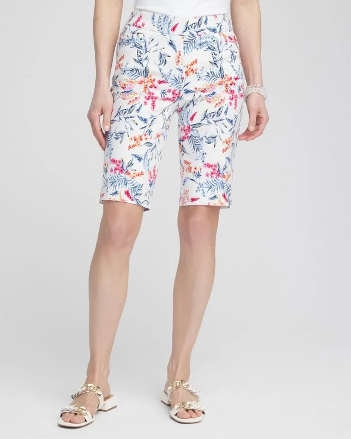 Chico039s Shorts Brigitte 10034 Sea Life Print Shorts Alabaster 8211 Clothing