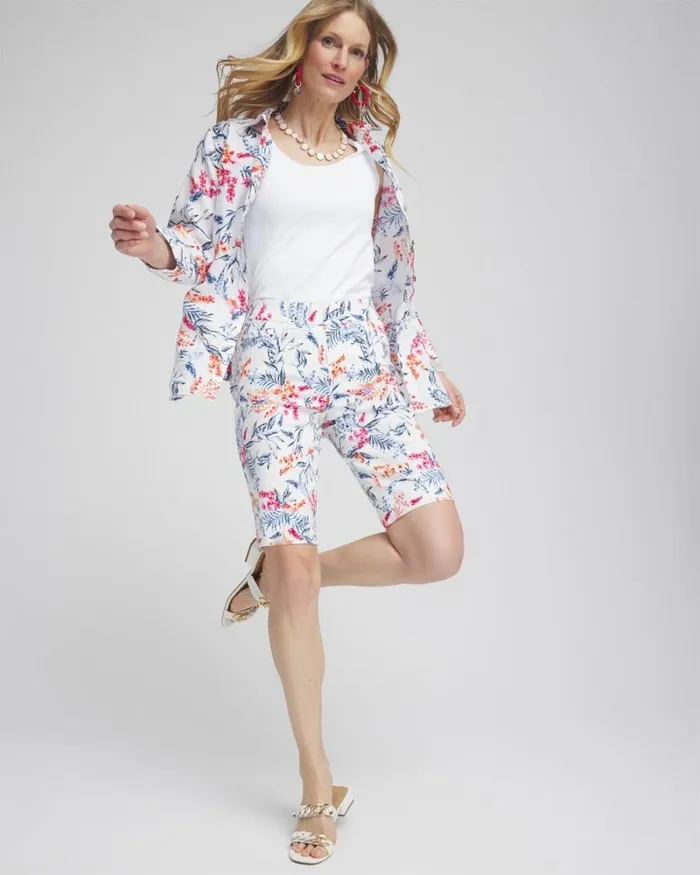 Chico039s Shorts Brigitte 10034 Sea Life Print Shorts Alabaster 8211 Clothing