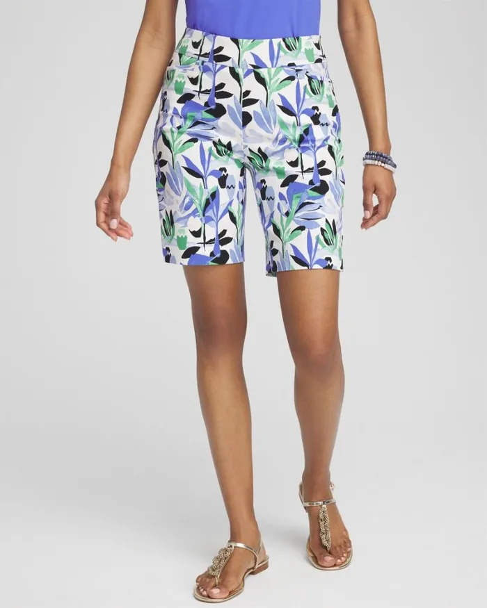 Chico039s Shorts Brigitte 7034 Tropical Print Shorts Alabaster 8211 Clothing