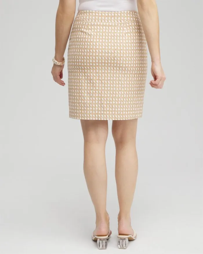 Chico039s Skirts Brigitte PullOn Cane Print Skort Mirage Tan 8211 Clothing