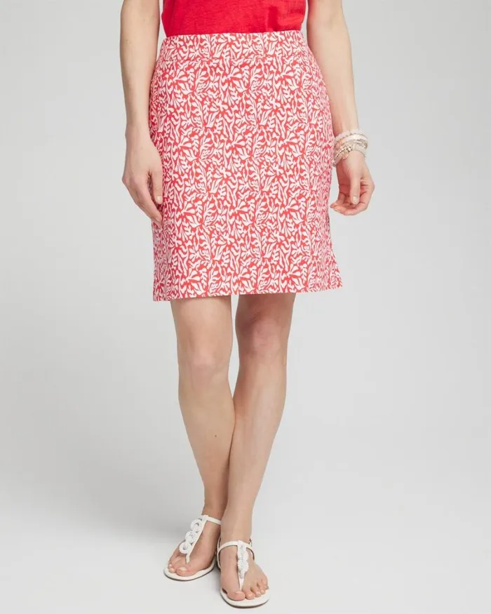 Chico039s Skirts Brigitte PullOn Reef Print Skort Watermelon Punch 8211 Clothing