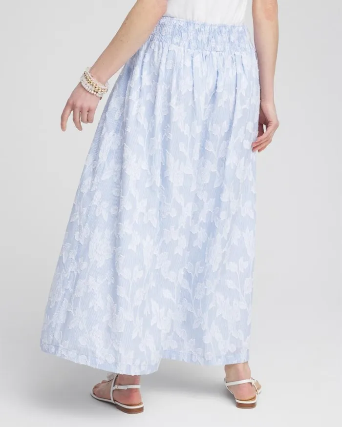 Chico039s Skirts Floral Jacquard Maxi Skirt Blue 8211 Clothing