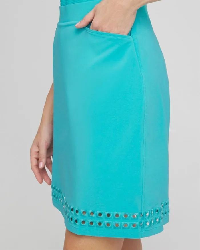 Chico039s Skirts Zenergy UPF Neema Embroidered Skort Oceano 8211 Clothing