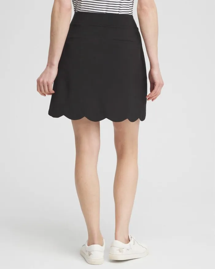 Chico039s Skirts Zenergy UPF Neema Scallop Hem Skort Black 8211 Clothing