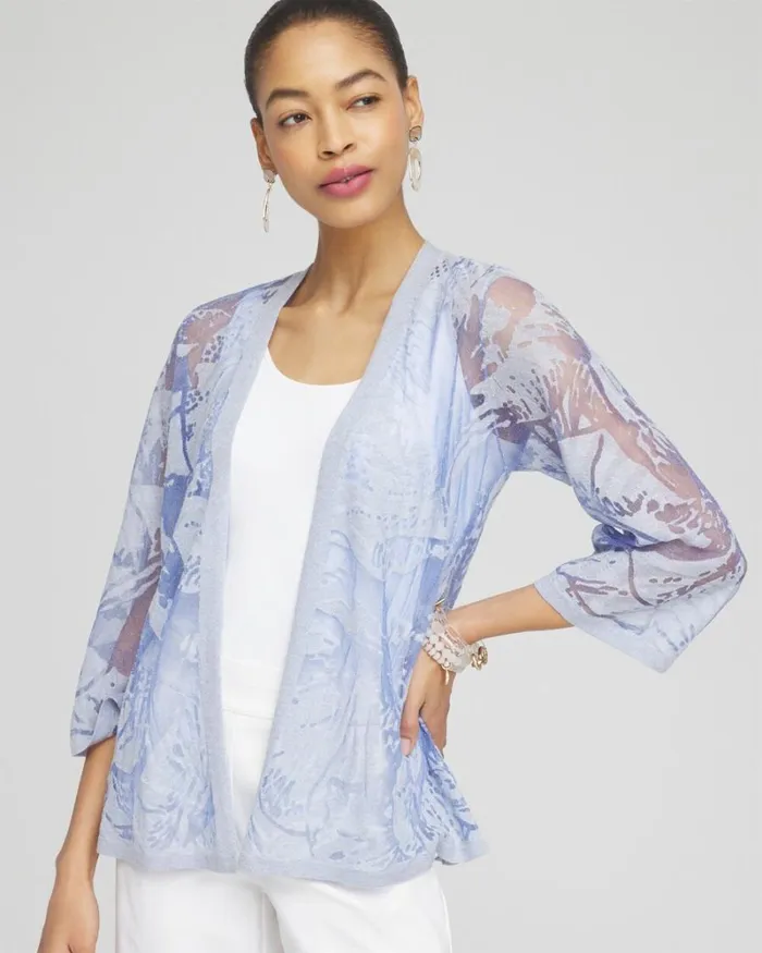 Chico039s Sweaters Blue Burnout Cardigan Blue 8211 Clothing