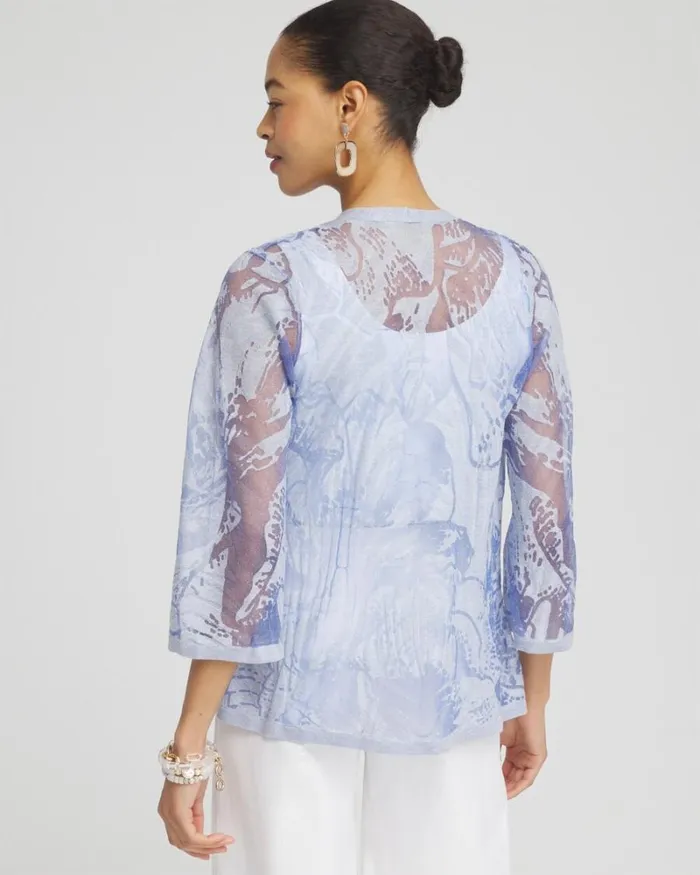 Chico039s Sweaters Blue Burnout Cardigan Blue 8211 Clothing