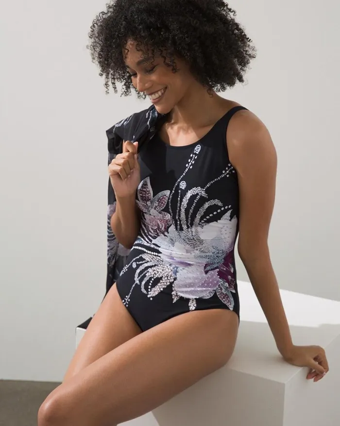 Chico039s Swim Gottex High Neck Swimsuit Black 8211 Clothing