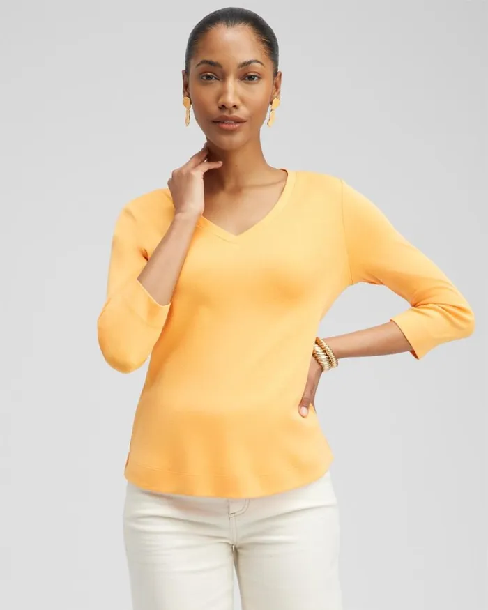 Chico039s Tees Everyday 34 Sleeve Tee Mango Sorbet 8211 Clothing