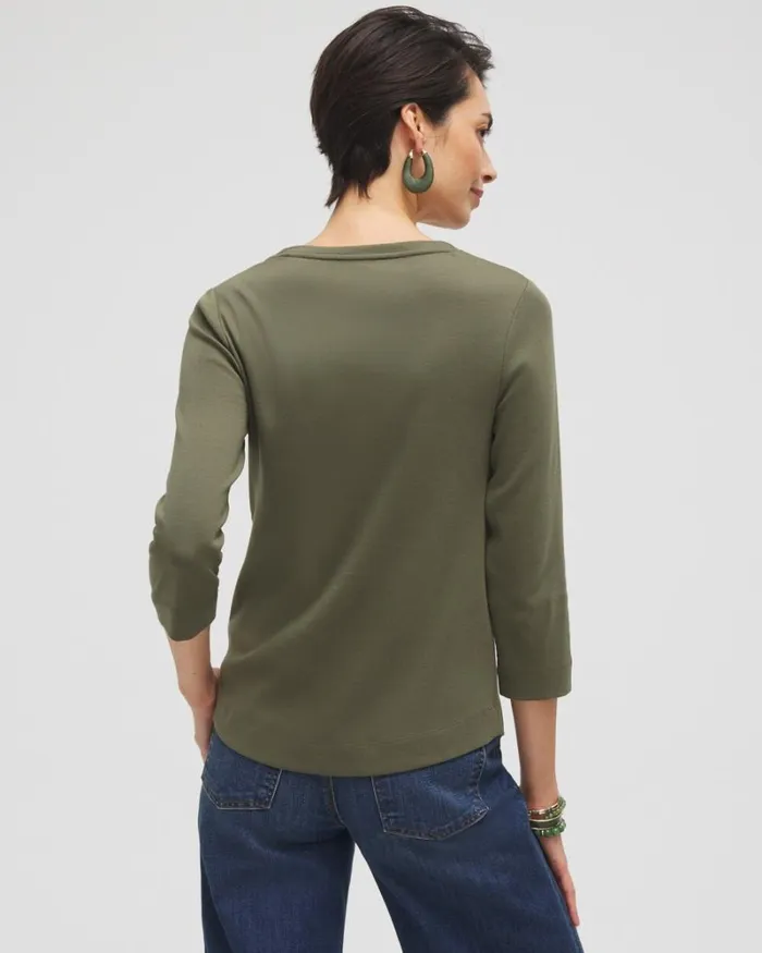 Chico039s Tees Everyday 34 Sleeve Tee Mango Sorbet 8211 Clothing