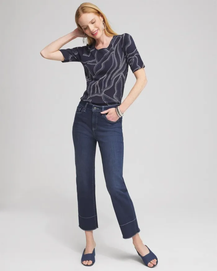 Chico039s Tops Abstract Everyday Elbow Sleeve Tee Classic Navy 8211 Clothing Chico039s Tops Abstract Everyday Elbow Sleeve Tee Classic Navy 8211 Clothing